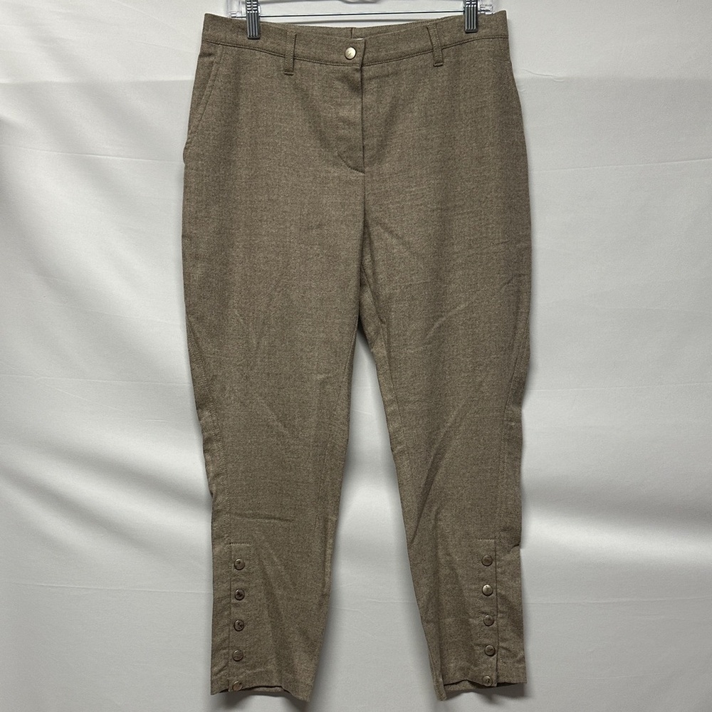 Gunex Herringbone Wool & Cashmere Blend Tapered Ankle Pants with Button Detail